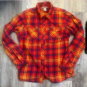 Duluth Trading Co Red and Yellow Plaid Casual Shirt